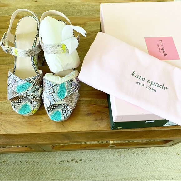 New Kate Spade Grace Snake Platform Sandals - Picture 7 of 7